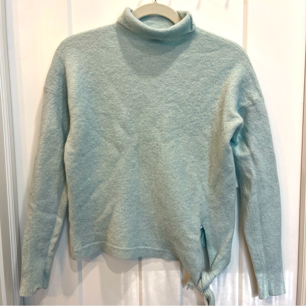 Vineyard Vines Women's Tie Waist Mock Neck Pullover Size Large Mint 2E001041